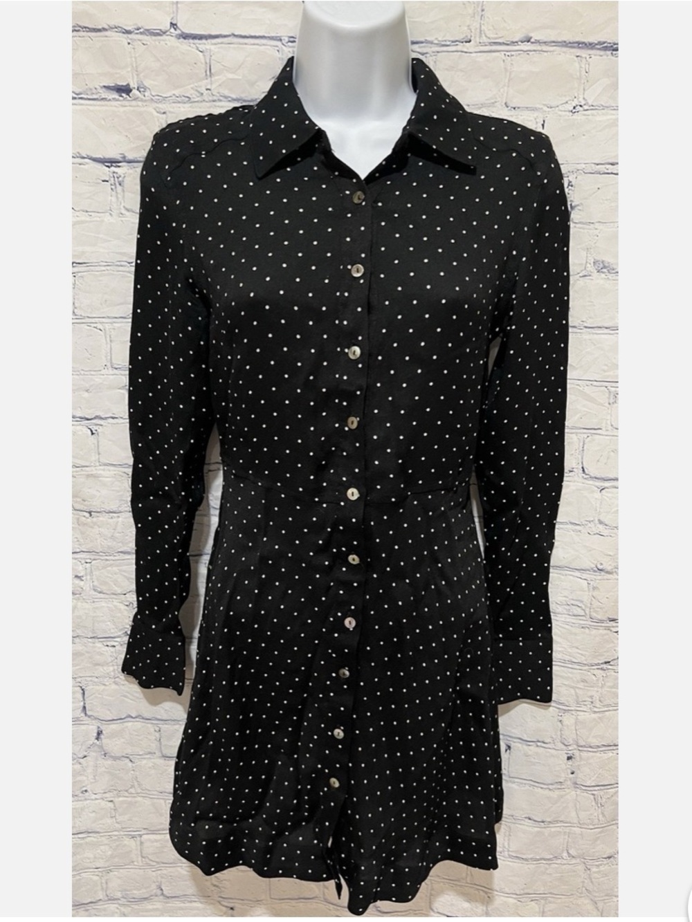 Philosophy Black Button-Down Polka Dot Dress - Picture 2 of 4